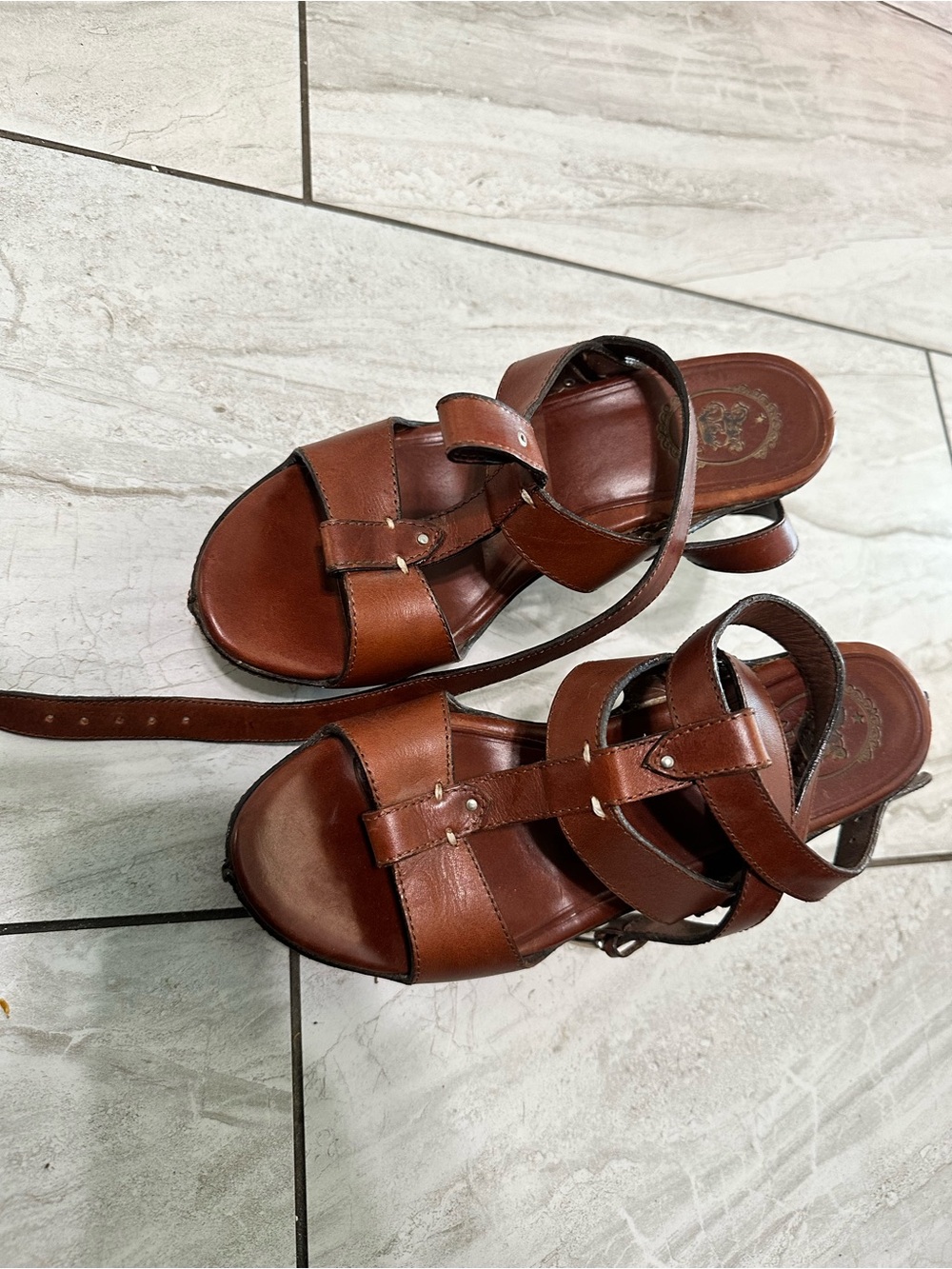 Ariat Brown Leather Wedge Sandals